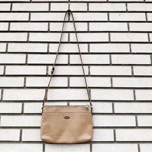 Coach East West Pop Crossbody Crossgrain Leather Tan